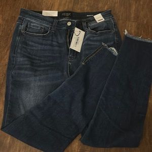 NWT: Judy Blue Dark Wash High Rise Side Slit Raw Hem Skinny Jean